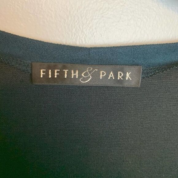 Fifth & Park mini Dress Bodycon Solid Green 3/4 Quarter Sleeve Round Neck size L - Picture 5 of 8